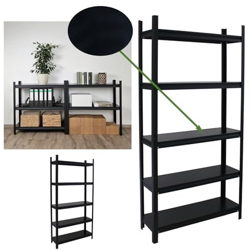 TRUTZHOLM 2X Wohnzimmerregal 180x90x30 cm Traglast 600 kg 5 höhenverstellbare, 8 mm Dicke Böden Steckregal Bücherregal Standregal Lagerregal Schwerlastregal aus pulverbeschichtetem Stahl