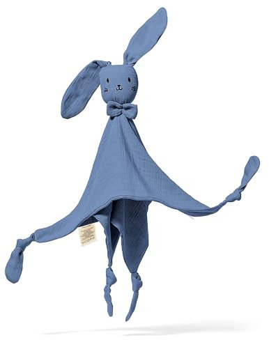 Mababu Schmusetuch Hase - Geschenke zur Geburt - Kuscheltier Baby - GOTS- Bio Musselin-Baumwolle - Schmusetuch Baby, Baby Kuscheltier ab 0 Monate Junge & Mädchen - Schnuffeltücher & Trösterchen