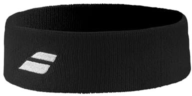 Babolat Unisex-Adult Logo Headband, Sportband Modell, Einheitsgröße, Farbe Schwarz, Elastisches Material, Leicht und Bequem, Optimale Feuchtigkeitsaufnahme, Perfekter Halt für die Haare, Unique