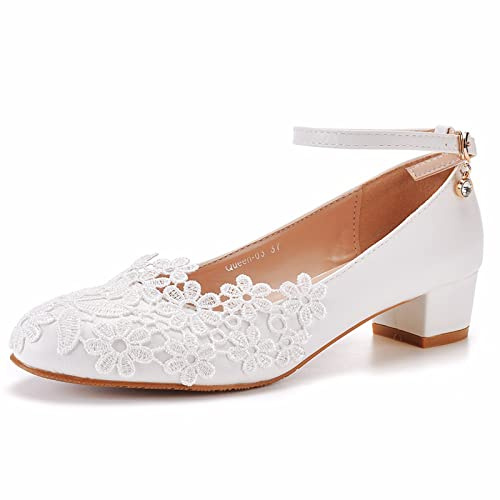 Escarpins à Talons Bas pour Femmes, Chaussures habillées Confortables à Talons Blocs à Bout fermé, pour fête de Mariage, Travail de Bureau, Affaires Formelles