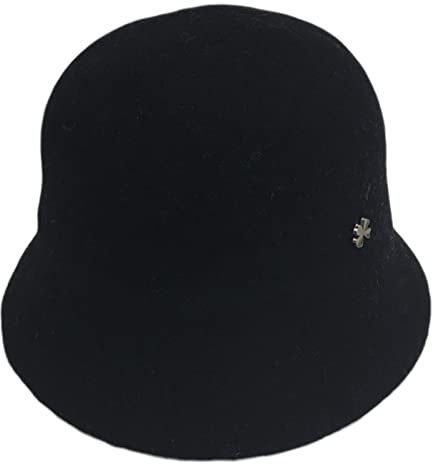 MZRAN Chapeau cloche littéraire en laine avec trèfle à quatre feuilles - Chapeau de pêcheur chaud - Convient pour l'extérieur - Pour tir dans la rue, Noir , 2-3