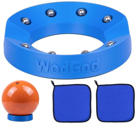 WodGod Bowling Ball Spinner,Bowling Ball Cup with 2 Towels,Suitable for Polishing,Cleaning and Displaying Bowling Balls,Blue Bowling Ball Holder with Ball Bearings and Anti-Slip Gaskets
