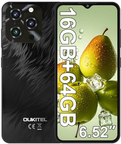 OUKITEL C3 SIM-Free & Unlocked Mobile Phones - 16GB RAM+64GB ROM/1TB, 5000mAh Battery, 6.52 Display, Android 14 Smartphone, 13MP Camera, 4G Dual SIM Android Phone, Face ID/3.5mm Headphone Jack
