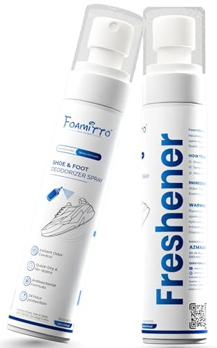 Foamitto® Shoe Deodorizer and Foot Spray 120ml | Odor Eliminator for Smelly Feet, Trainers, Socks, Gym Bags & Sports Gear | Antibacterial Shoe Freshener & Odour Neutraliser