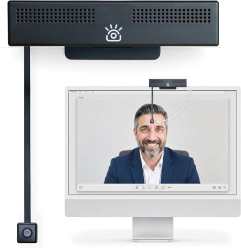 iContact Camera Pro 4K HD-webbkamera med visuell kontakt och mikrofon för PC – 4K-webbkamera med brusreducering, USB Plug & Play för Mac och Windows, för videosamtal, streaming och konferenser