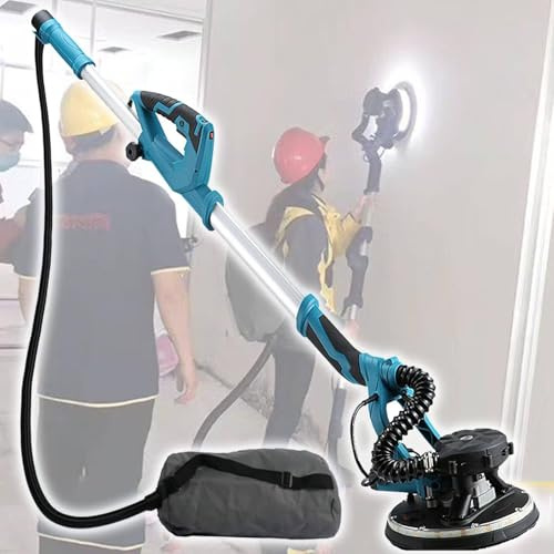 Elverktyg Teleskopisk Gips Slipmaskin Med LED,5-Hastighets Variabel Hastighet,Dammpåse Och Slang,Dammfri Slipmaskin För Popcorntak, Trägolv,Inner- Och Ytterväggar Med Mera 20sheetsofsandpaper