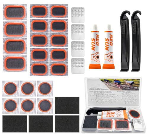 CHANXUAN 32 Pièces Kit Crevaison Velo,Rustine Velo,Kit Reparation Pneu Velo