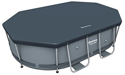 Bestway Flowclear Telo di Copertura in PVC 295 x 184 cm, per Piscina Ovale Power Steel 300 x 200 x 84 cm, Grigio