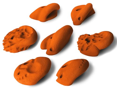 ALPIDEX 7 Prese per Arrampicata XL | Prese Extra Large | Varie Forme Colori | Pietre Arrampicata | Set Blocchi Arrampicata - Colore:Arancio Sportivo