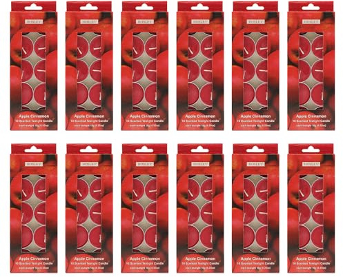 Hosley 120 PCs Bulk Pack Apple Cinnamon Fragrance Highly Scented Tea Light Candle. Ideal for Wedding Church Vigil Emergency Lanterns Spa Aromatherapy Party Reiki Candle Garden