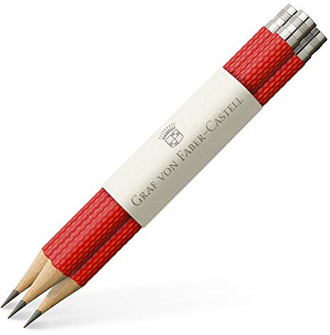 Graf von Faber Castell 118669 - Modell Perfekter Bleistift in India Red, rot, 3 Stück