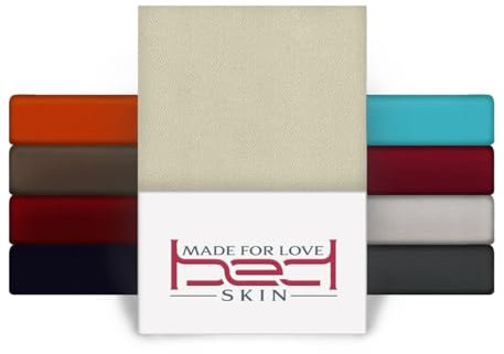 Bedskin Premium Topper Spannbettlaken 180x200 & 200x200 cm – 100% Baumwolle, Jersey Spannbetttuch, für Topper bis 10 cm Höhe (Natur)