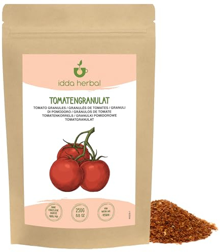 Tomatflingor (250 g), tomatgranulerade 1–3 mm, tomatgranulat 100% naturlig, tomatflingor utan tillsatser, tomatkrydda