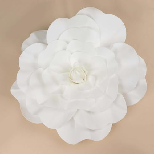 Efavormart Extra Large Foam Roses for Wedding Backdrop - 2 Pack 24” White Real Feel Artificial Flowers, Home & Event