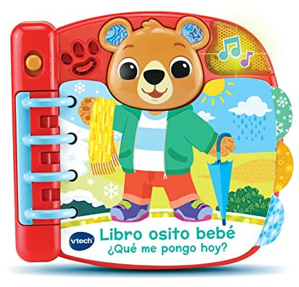 VTech - Libro osito bebé Qué me pongo hoy, Juguete interactivo para bebés +12 meses, Aprende maneras de vestir en función del clima, Versión ESP
