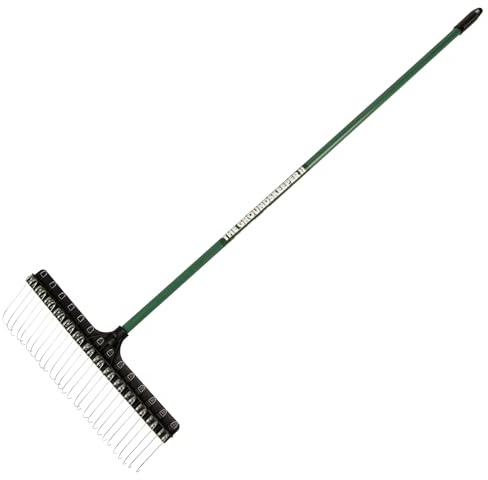 THE GROUNDSKEEPER II Green Rake 55-inch Lightweight Fiberglass Handle, 21-inch Head, Durable Steel Tines for Gardening, De-Thatching or Professional Landscaping