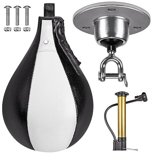 Benelabel Speed Bags for Boxing with 360° Swivel Mount Leather Boxing Speed Bag with Hanger and Inflator - Easy to Install and Use - Improve Your Speed and Reflexes