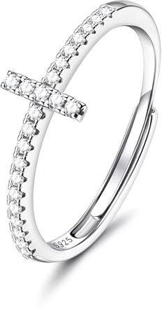 Adramata 925 Sterling Silver Ring for Women Girls Adjustable Infinity Cross Bow Knot Rings Engagement Rings Promise Ring Eternity Wedding Ring Silver Thumb Rings for Women, Womens Jewellery Gifts