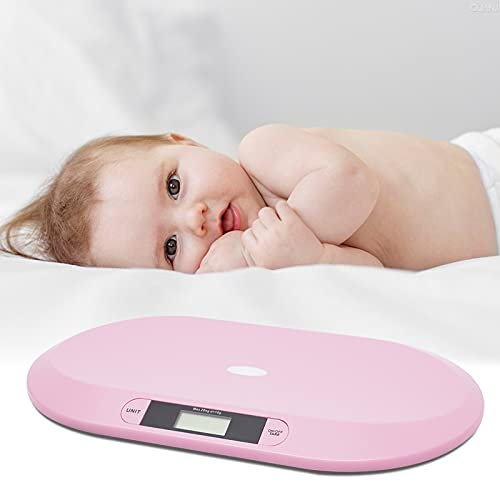 Babywaage, Babywaage flach digital mit Weiches Lineal, 20 kg Tragkraft, Messung und Anzeige in 10g-Schritten, für Babys, auch als Tierwaage verwendbar (Rosa)