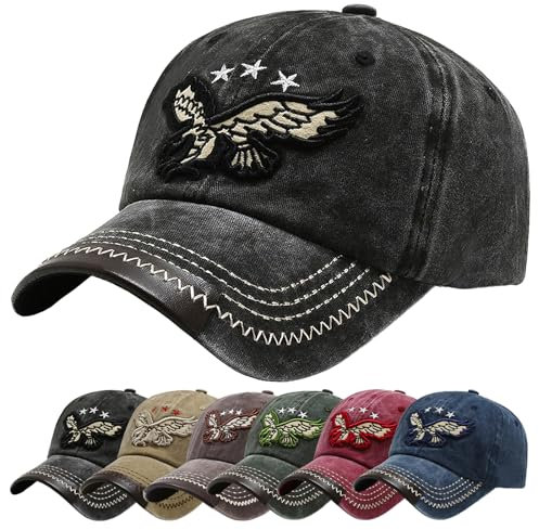 Baynetin Gorras de Béisbol Algodón Verano Unisex Gorra Hombre el Sol Moda Bordado Águila Gorra Ajustable Sombrero Verano Gorra Beisbol (Z_Negro)
