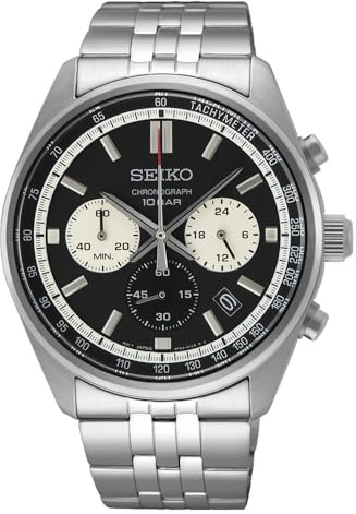 SEIKO SSB429 Men's Essentials - Black Dial Stainless Steel Band 100 Meters Water Resistant