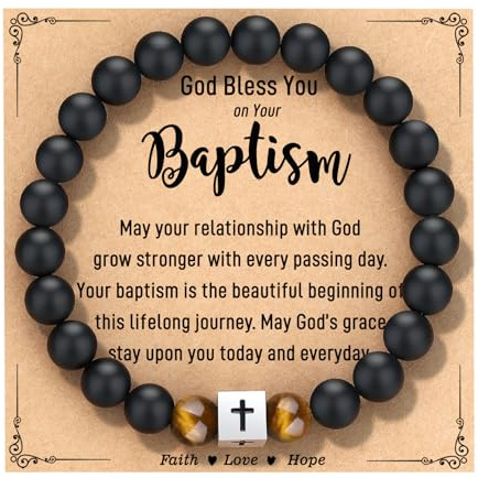 AryaHozel Baptism Gifts for Boys, Cross Bracelet with Baptism Card, Baptismal Gifts for Boys Son Godson Grandson Nephew Catholic Christening Christian Gift Kids Stocking Stuffers