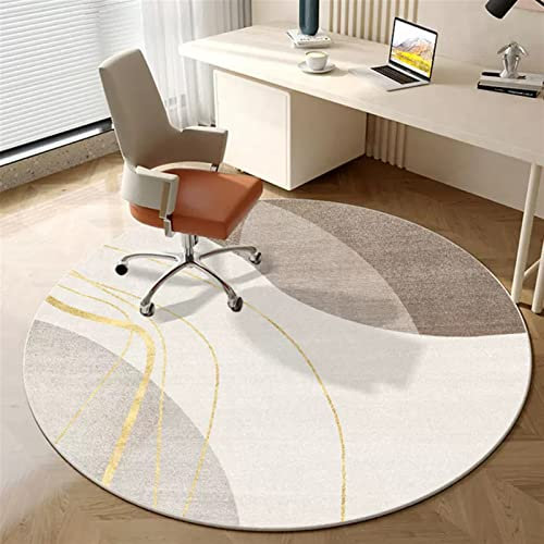 Runde Stuhlmatte für harte Böden, rutschfest, Anti-Ermüdungsmatte für Büro, Gaming und Zuhause, schützt Hartholz- und Fliesenböden, 180 cm Durchmesser, Beige / Weiß