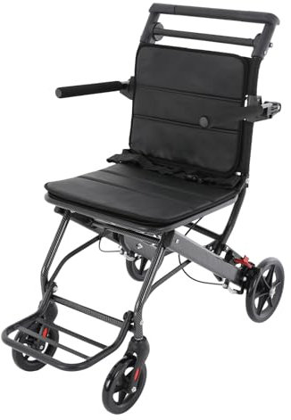 Sedia a rotelle pieghevole da viaggio, con poggiapiedi e braccioli girevoli a 270°, leggera, in alluminio, per adulti e anziani, fino a 100 kg
