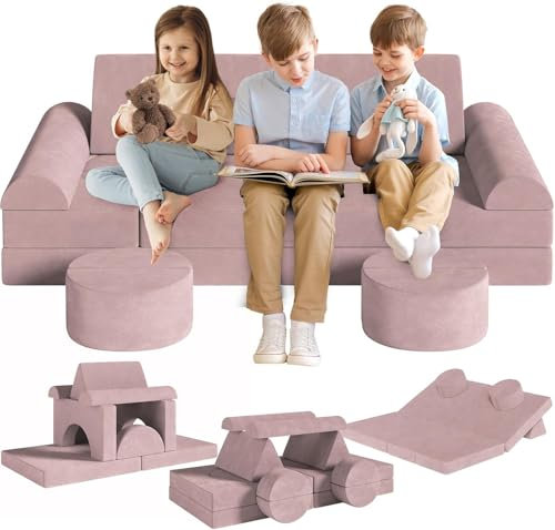 Spielsofa Kindersofa mit 14PCS Modul,Modulare Kinderspielcouch,Kindersofa aus Schaumstoff Bausteine,Spielsofa für Kinder & Kindersessel,Kuschelecke im Kinderzimmer,zum Spielen,Kreativsein,Schlafen
