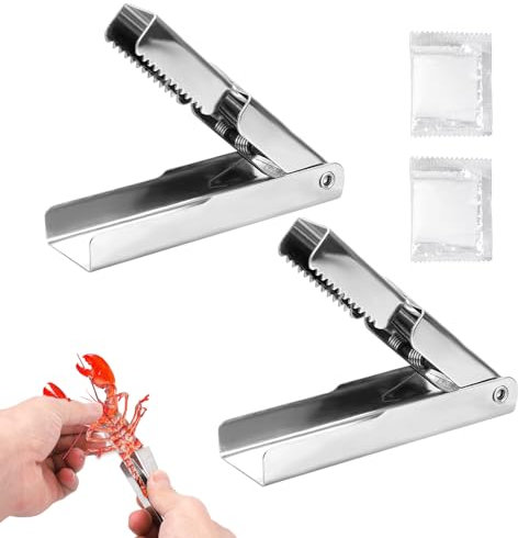 BOXOB 2pcs Éplucheurs d'Écrevisses, Acier Inoxydable Durable Outil Rapide Retirer Queues d'Écrevisses Ouvre-Crevettes Éplucheur Gadgets Cuisine Pratiques pour Amateurs Fruits Mer