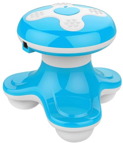Mini Massager Portable Handheld Electric Vibration deep Tissue Impact Body Massager, Suitable for The Back, Neck, Hands, Shoulders, Powered by 3AAA Battery or USB Cable (Blue)