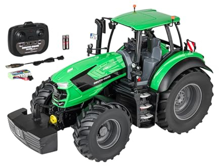 Carson 1:16 Tracteur Deutz-Fahr 8280 TTV 100% RTR - Véhicule télécommandé, Engin de Chantier avec Fonctions lumière et Son, Piles et télécommande incluses, Vert, RC, Remote Controled Car