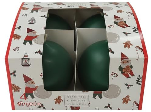 Cereria Di Giorgio - 4 Velas esfera - Color verde oscuro - Diámetro 6 cm - Duración 15 horas - Estuche decorado - Idea regalo Navidad - Christmas Collection