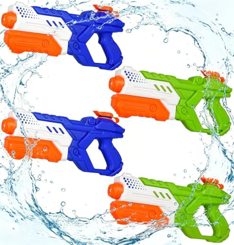 LATERN 4 Pièces Pistolet à Eau pour Enfants, 600ml Pistolet à Eau Puissant Pistolets à Eaus Longue Portée Pistolets Jouet de Plage pour L'Été Piscine Jardin Extérieur Eaux Fête Cadeaux (2 Couleurs)