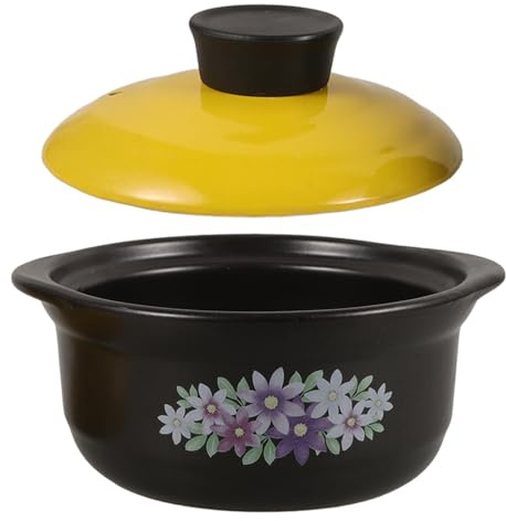 Alasum Cazuela de para Guisar y Cocinar Porridge de 1.3l para Cocinar Sopa Doble Asa, Olla de Cocina de Arcilla Adecuado para Hogar y Restaurante