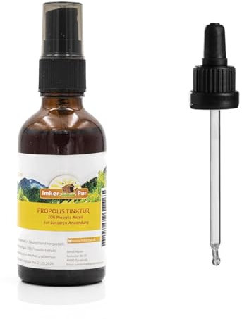Propolis-Tropfen/Spray (20%) mit Gratis-Pipette, 50 ml, in medizinischem Alkohol, Premiumqualität