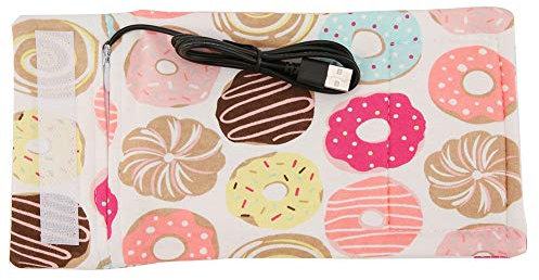 Tnfeeon USB Baby Fütterung Flaschenwärmer, Tragbare Cartoon Milchflasche Reise Heizung Heizdeckel Isolierung Thermostat für Zuhause Im Freien Reisen(Donut-Muster)