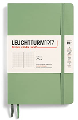 Leuchtturm1917 363934 anteckningsbok pocketbok (B6+), mjukt omslag, 123 numrerade sidor, salvia, prickad