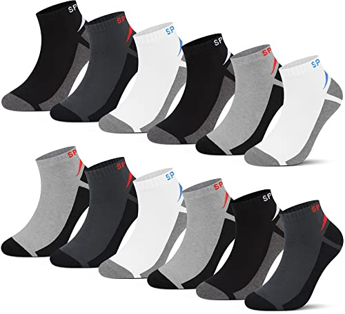 L&K 12 Par de calcetines deportivos de hombre fabricados en algodón antibacteriano 2322 43-47