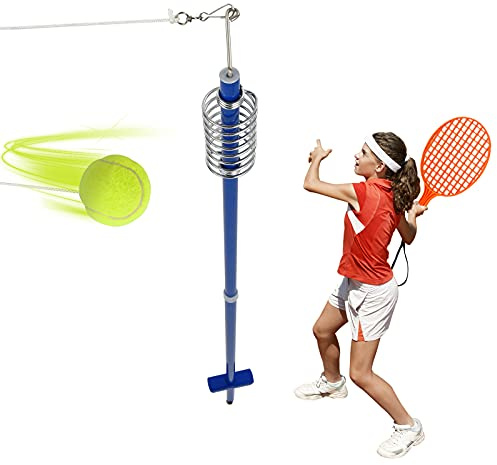 COSTWAY Twistball Speed-Ball Mobile Mains Libres Hauteur Réglable 3 Niveaux | Pack de Speed-Ball avec Balle, 2 Raquettes, Jeu Familial pour Enfants, Plage, Cour et Pelouse