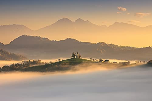 GEBIRGE Fototapete VLIES-400x260 cm (3805A)-Natur Landschaft Wolken Nebel Berge Wald Bäume Wandtapete-Inkl. Kleister-Vliestapete Bild Dekoration Wand-Dekor Moderne Motiv-Tapete Panorama Poster XXL