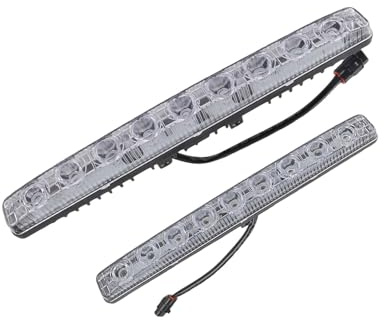 Tbest Lámpara de Conducción de Tira Larga, 2 Piezas, Blanca, 9 LED, Luz de Circulación Diurna de Tira Larga, DRL, Lámpara de Conducción Diurna Antiniebla para Coche
