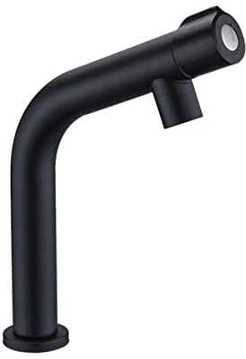 Rubinetto per lavabo da bagno ad arco medio in acciaio inox, monocomando, per acqua fredda, nero opaco