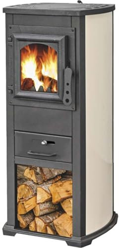 Decorspace Poêle à bois Karma 7 kW en acier peint cheminée h 89 cm (Beige)