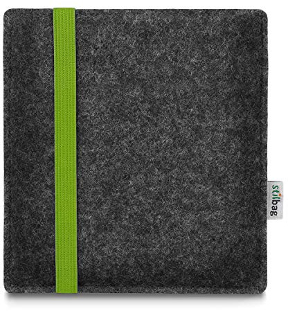 stilbag e-Reader Tasche Leon für Tolino Vision 6 | Wollfilz Schutzhülle Made in Germany (Anthrazit - Grün)