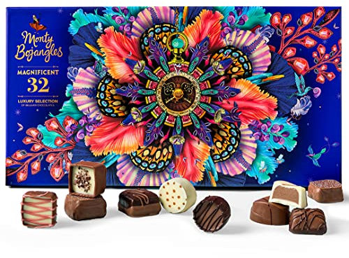 Monty Bojangles Magnificent Truffle Pralinen Geschenkbox mit belgischer Schokolade (32 Pralinen 425 g), 16 verschiedene Schokolade Trüffel, Milch, Weiß, Zartbitter, Karamell