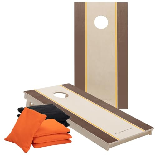 Cornhole Set – 120 x 60 cm – Wicked Wood – Rails Design – UV-tryck Direkt på Trä (100%) – Officiell ACL-rekommendation – Inkluderar 2 x 4 Påsar – För Inomhus & Utomhus