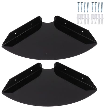 Cyrank Estante De Esquina Flotante para Montaje En Pared, Organizador De Estantes De Pared De 2 Piezas, Estantes Flotantes De Esquina, Estantes De Esquina Redondos para Colgar para Dormitorios(Negro)