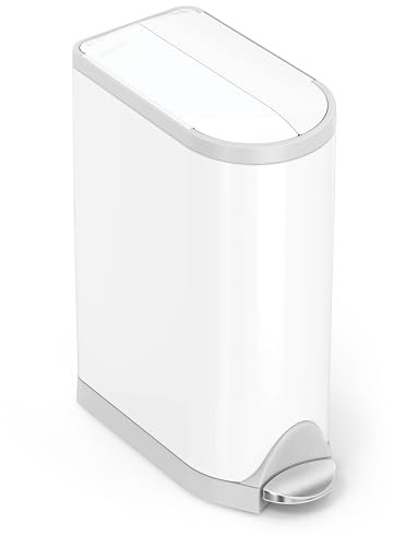 simplehuman Diaper Can with Odorsorb System (Odorsorb Pods and Odorsorb Liners), 18 Liter/ 4.8 Gallon, White Stainless Steel