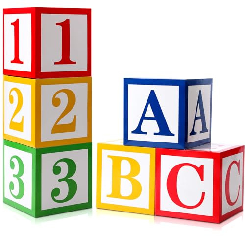 Kolldenn 6 Pcs Balloon Box Decorations Classroom Decor Cartoon Street Party Decoration Alphabet Balloon Box Inspire Cartoon Decor for Birthday Photo Props (Abc,123)